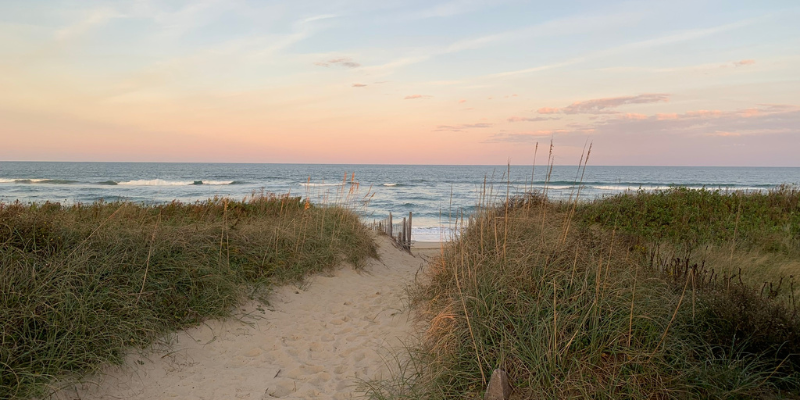 Outer Banks Beach - Photo Contest 2023 Image of the beach via a beach access at sunset.
