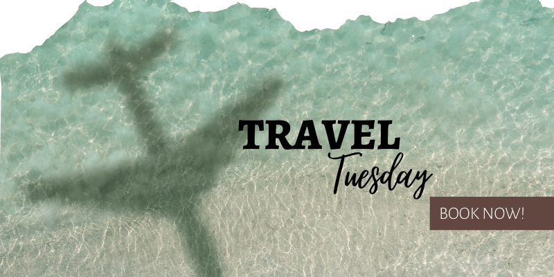 Travel Tuesday Travel Tuesday Airplane flying over the water.