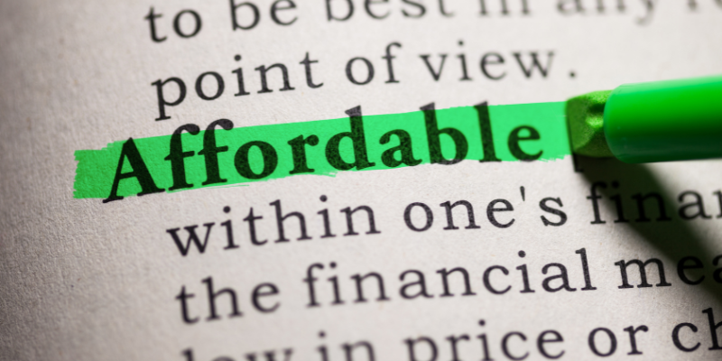 Affordable The word "affordable" highlighted in green in a dictionary.