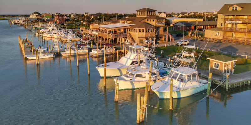 Hatteras Island Marina Boats sitting in a marina on Hatteras Island.