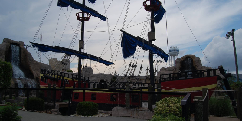 Professor Hacker's Lost Treasure Golf Image of a pirate ship at Professor Hacker's Lost Treasure Golf