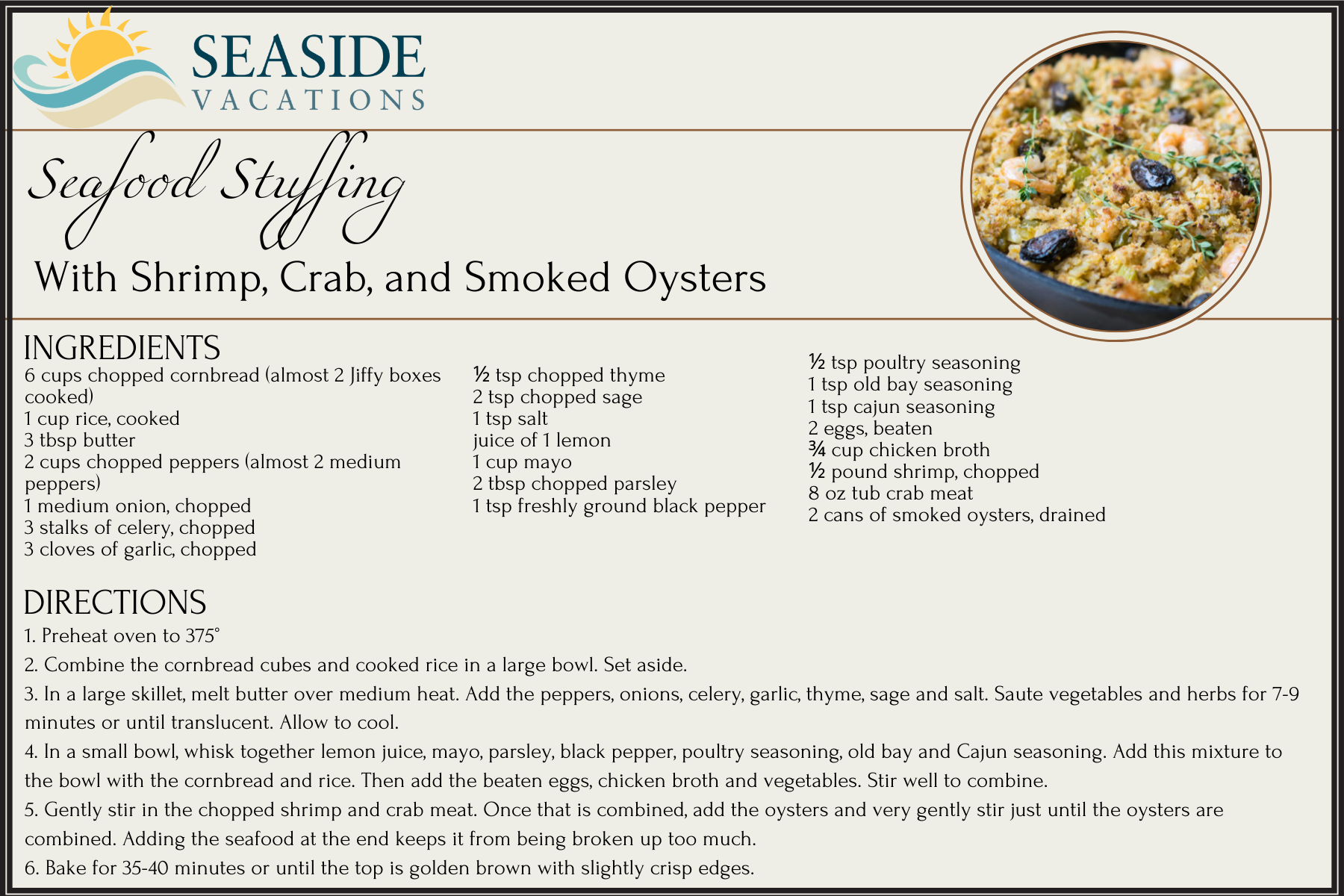 Seafood Stuffing 2 Recipe Card Seafood Stuffing 2 Recipe Card