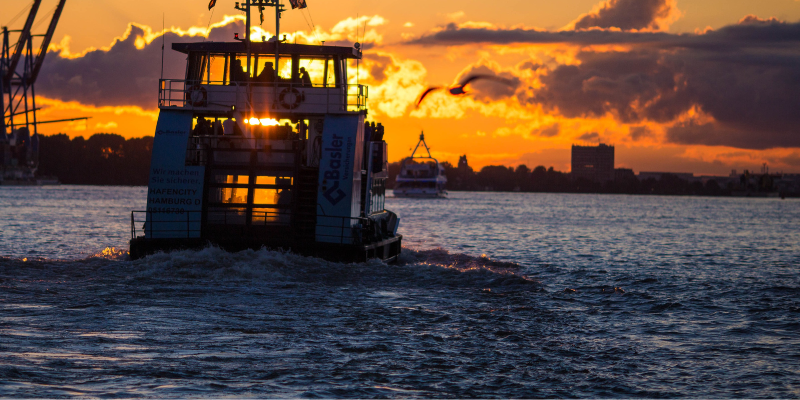 Duck: The Vineyard Voyage Boat going into sunset