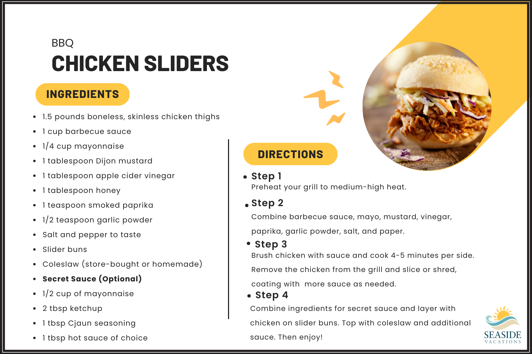 BBQ Chicken Sliders Recipe Cards BBQ Chicken Sliders Recipe Cards